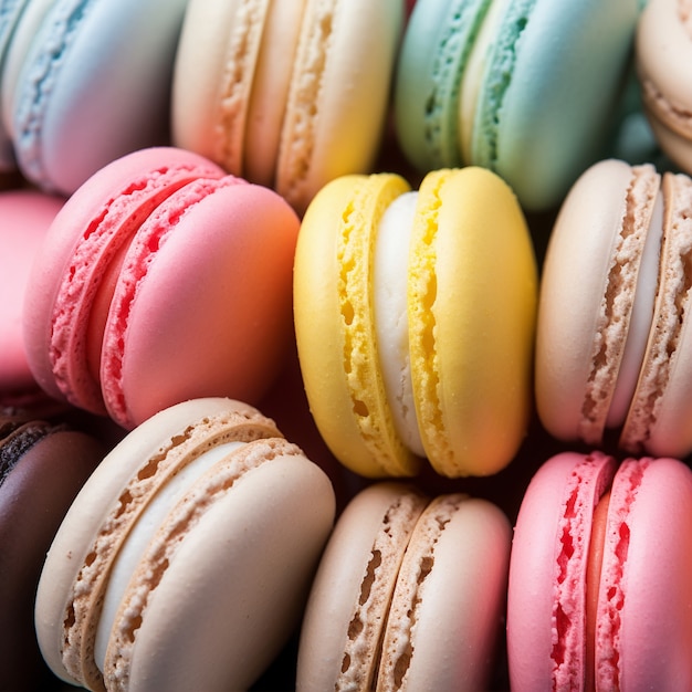 Foto gratuita arreglo de deliciosos macarons