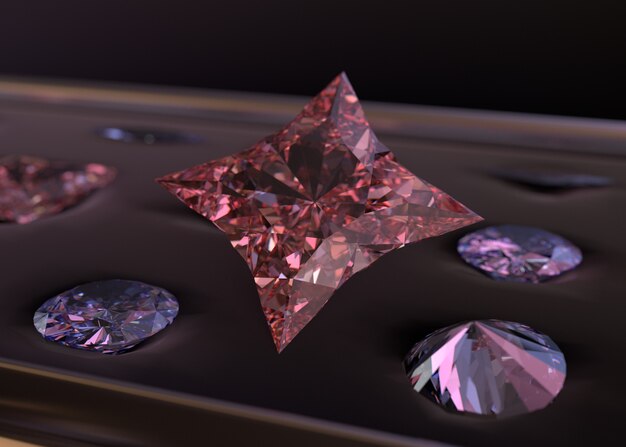 Arreglo de diamantes rosas en forma de estrella