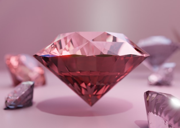 Foto gratuita arreglo de diamantes sobre fondo rosa.