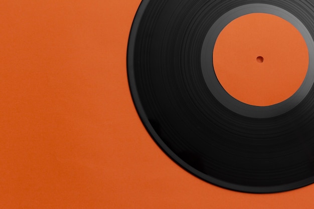 Arreglo de discos de vinilo de la vista superior