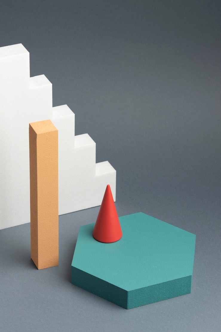 Foto gratuito arreglo de elementos de diseño abstracto renderizado 3d