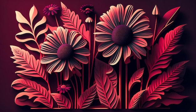 Arreglo floral con colores de moda Viva Magenta IA generativa
