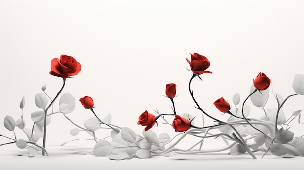 Arreglo de flores de rosas en 3D