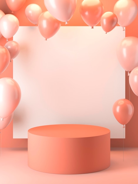 Arreglo de globos rosa con escenario.