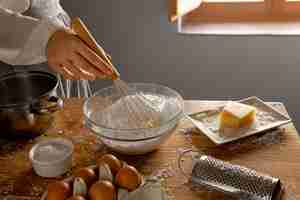 Foto gratuita arreglo para hacer pan de queso delicioso