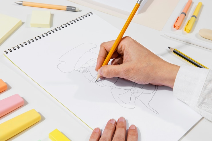 Foto gratuito arreglo de herramientas de illustrator bodegón