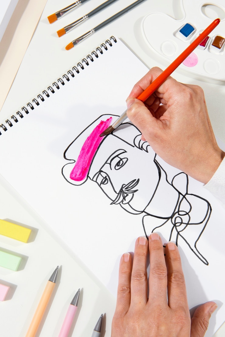 Foto gratuito arreglo de herramientas de illustrator bodegón