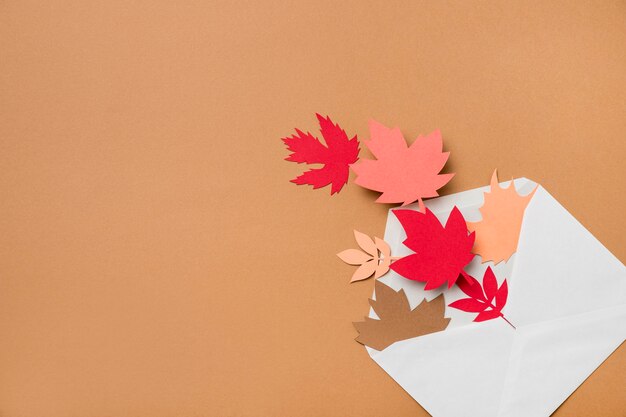 Foto gratuita arreglo de hojas de otoño con espacio de copia