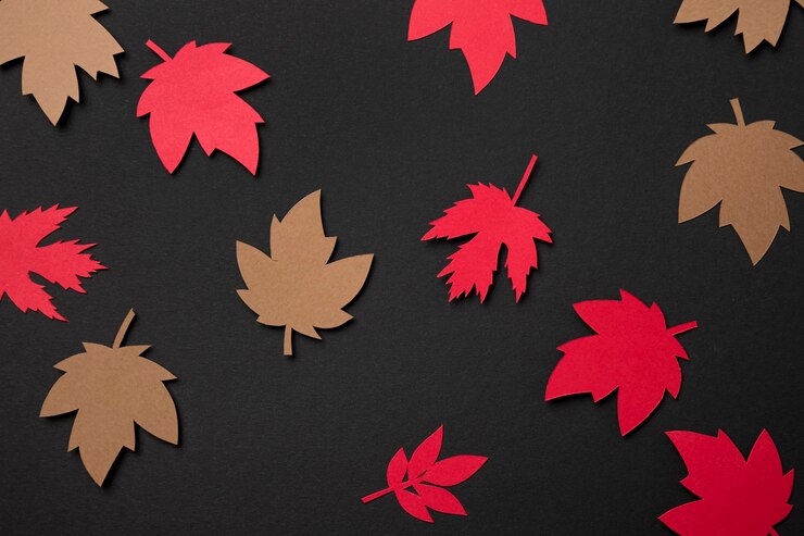 Foto gratuito arreglo de hojas de otoño de papel de vista superior