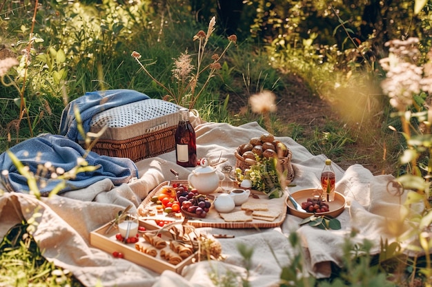 Foto gratuita arreglo de picnic con comida deliciosa