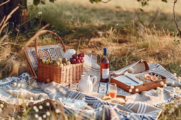 Arreglo de picnic con comida deliciosa