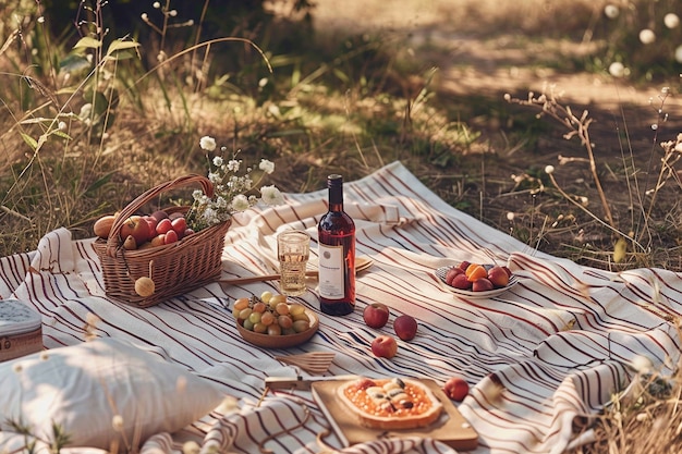 Foto gratuita arreglo de picnic con comida deliciosa