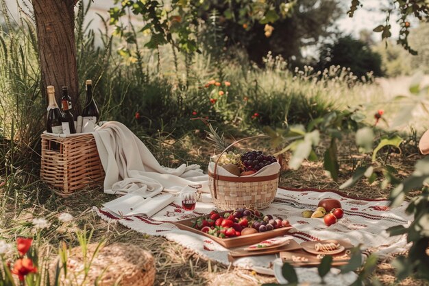 Foto gratuita arreglo de picnic con comida deliciosa