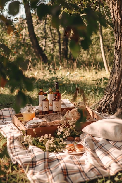 Foto gratuita arreglo de picnic con comida deliciosa