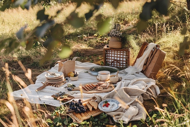 Foto gratuita arreglo de picnic con comida deliciosa