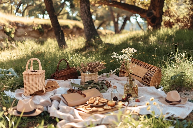 Foto gratuita arreglo de picnic con comida deliciosa