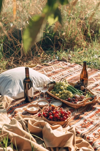 Foto gratuita arreglo de picnic con comida deliciosa