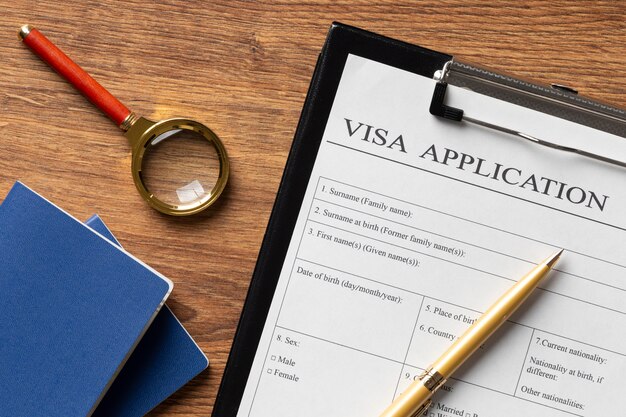 Arreglo de solicitud de visa de vista superior