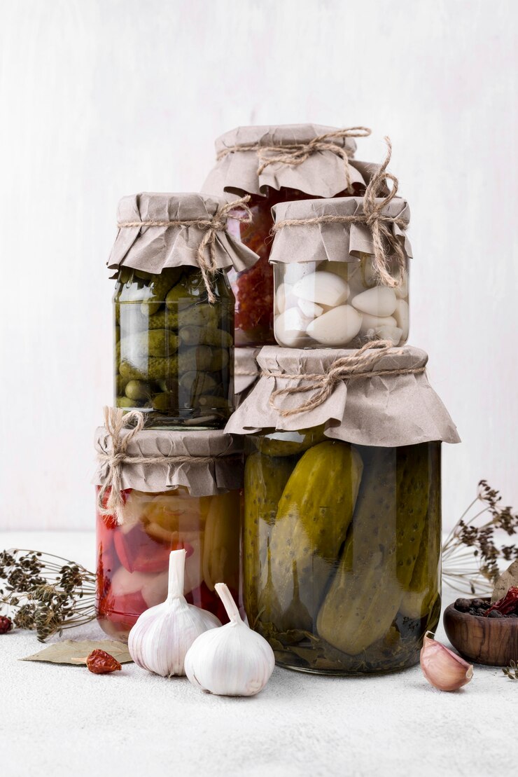 Foto gratuito arreglo de tarros con verduras recogidas