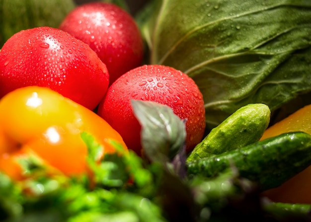 Arreglo de verduras de temporada de primer plano