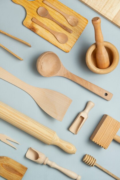 Arriba ver herramientas de cocina de madera