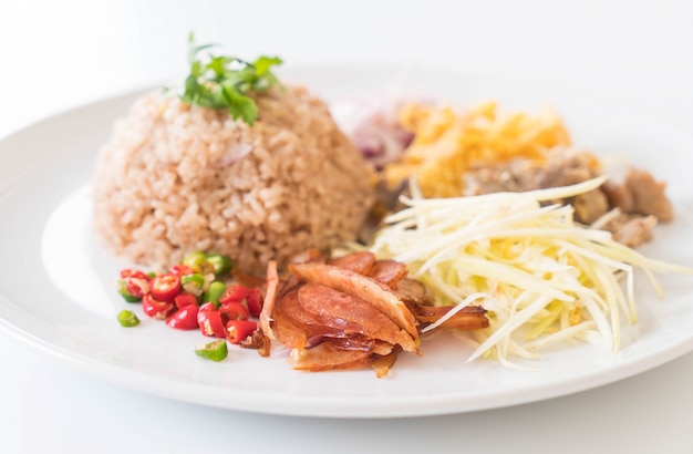 Arroz frito con gamba de camarón