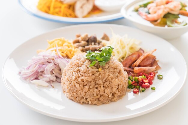 Arroz frito con gamba de camarón