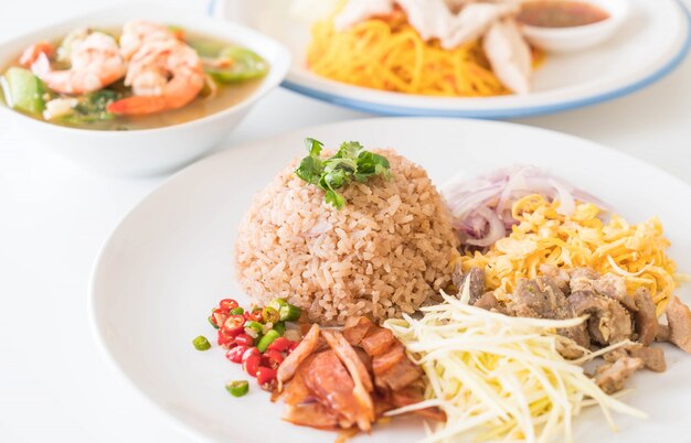 Arroz frito con gamba de camarón