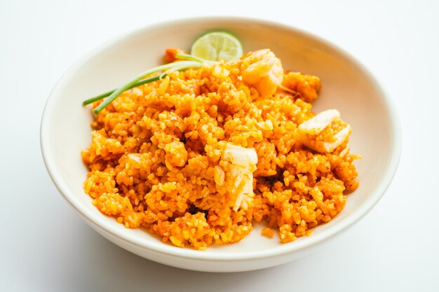 Arroz frito con mariscos