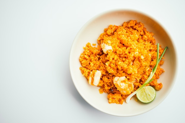 Arroz frito con mariscos