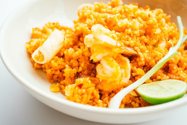 Arroz frito con mariscos