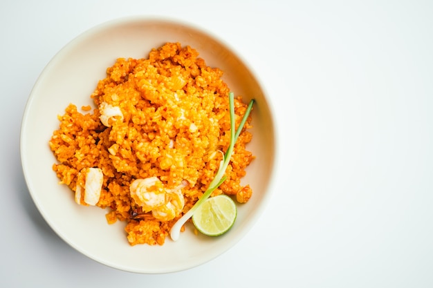 Arroz frito con mariscos