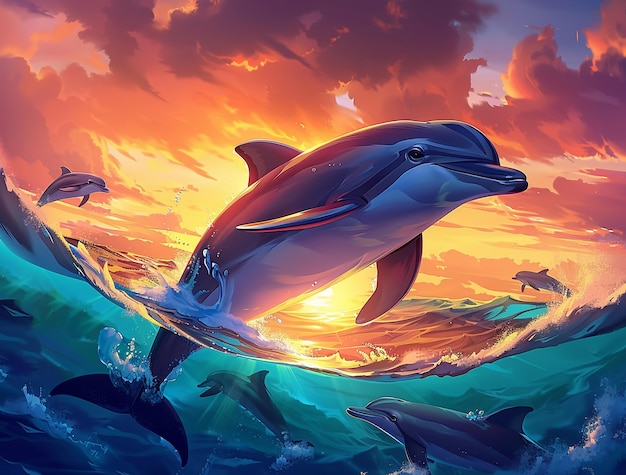 Foto gratuita arte digital de los delfines