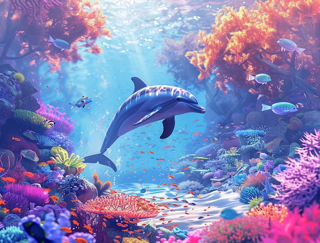 Foto gratuita arte digital de los delfines