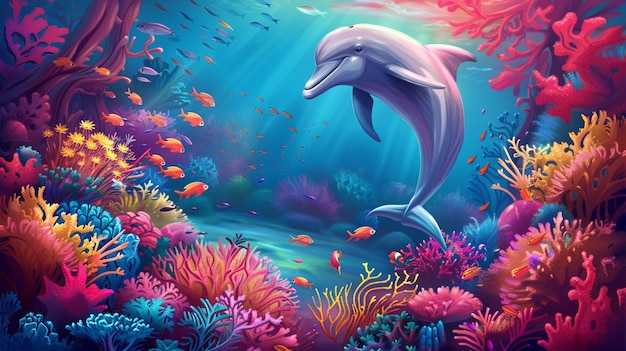 Foto gratuita arte digital de los delfines