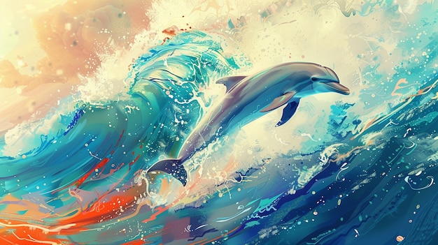 Foto gratuita arte digital de los delfines