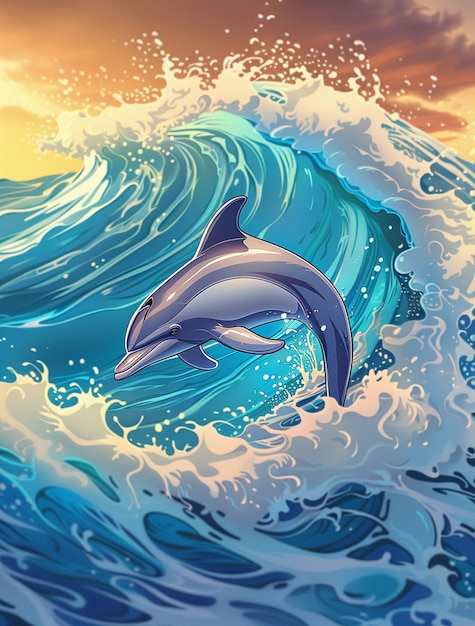 Foto gratuita arte digital de los delfines