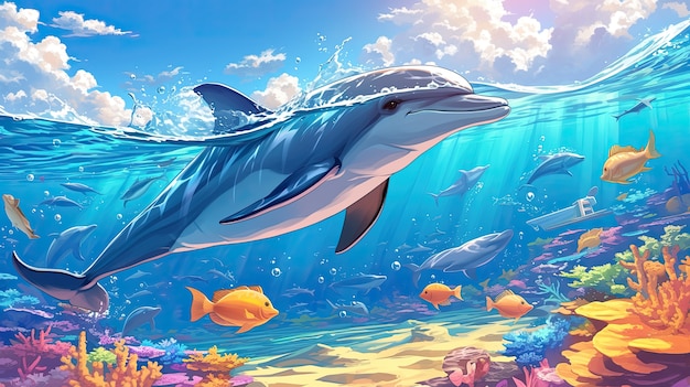 Foto gratuita arte digital de los delfines