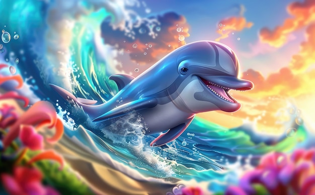 Foto gratuita arte digital de los delfines