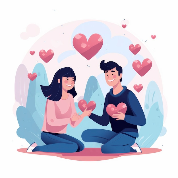 Foto gratuita arte digital del día de san valentín con una pareja romántica
