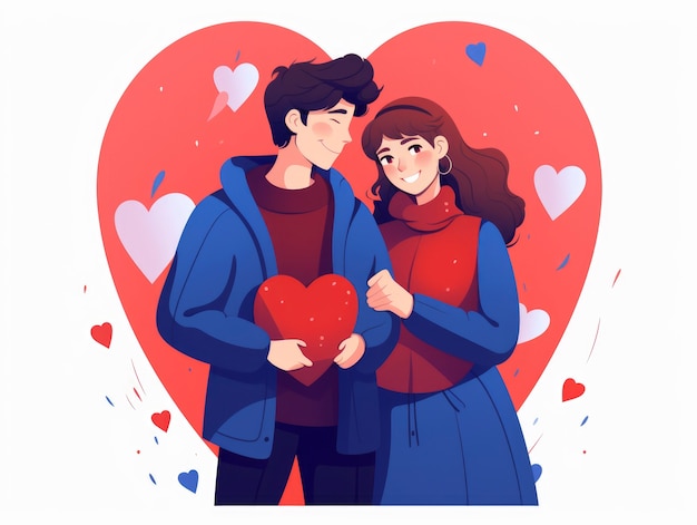 Arte digital del día de San Valentín con una pareja romántica