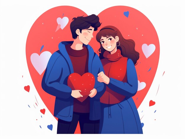 Arte digital del día de San Valentín con una pareja romántica