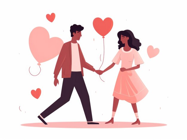 Arte digital del día de San Valentín con una pareja romántica