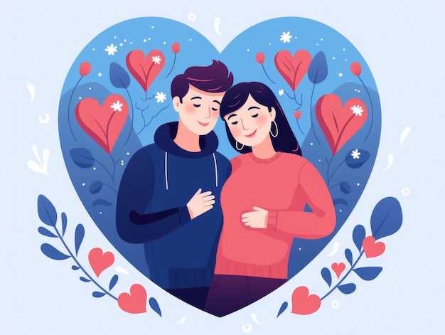 Arte digital del día de San Valentín con una pareja romántica
