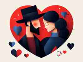 Foto gratuita arte digital del día de san valentín con una pareja romántica