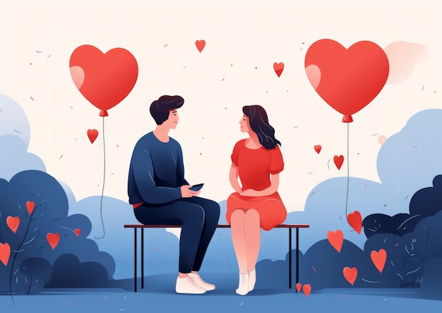 Foto gratuita arte digital del día de san valentín con una pareja romántica