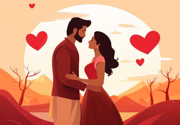 Arte digital del día de San Valentín con una pareja romántica