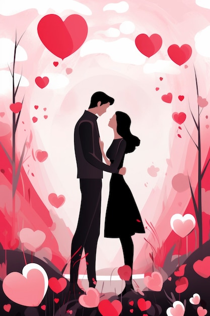 Arte digital del día de San Valentín con una pareja romántica