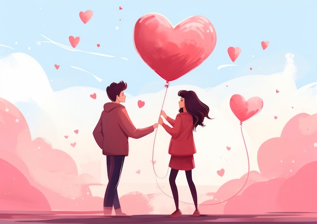 Foto gratuita arte digital del día de san valentín con una pareja romántica