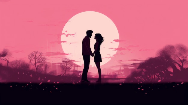 Arte digital escena del día de San Valentín con una pareja enamorada